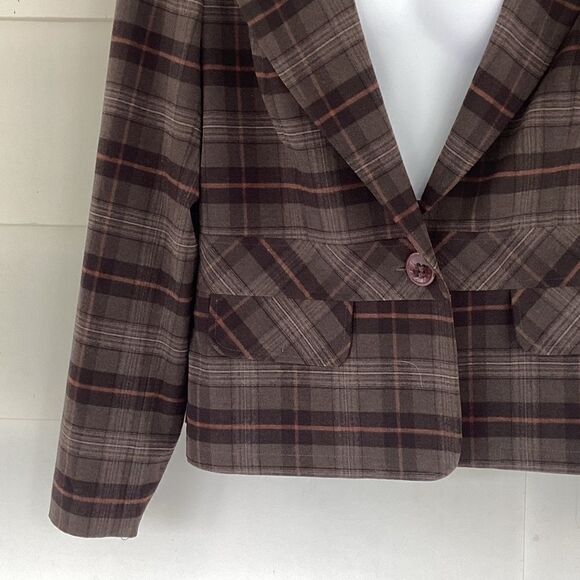 Tribal dark green plaid jacket blazer size 14.  0318 - Picture 2 of 9